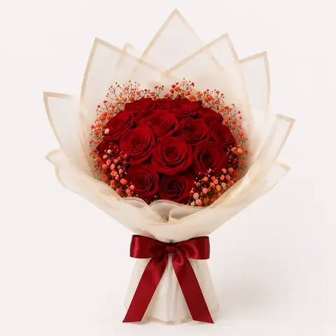 Ramo elegante de rosas rojas