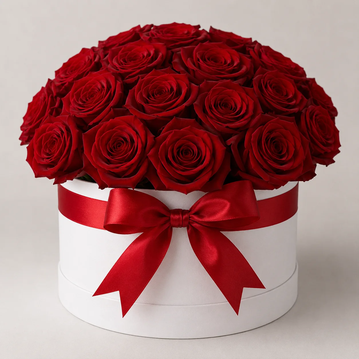 Caja blanca de rosas rojas