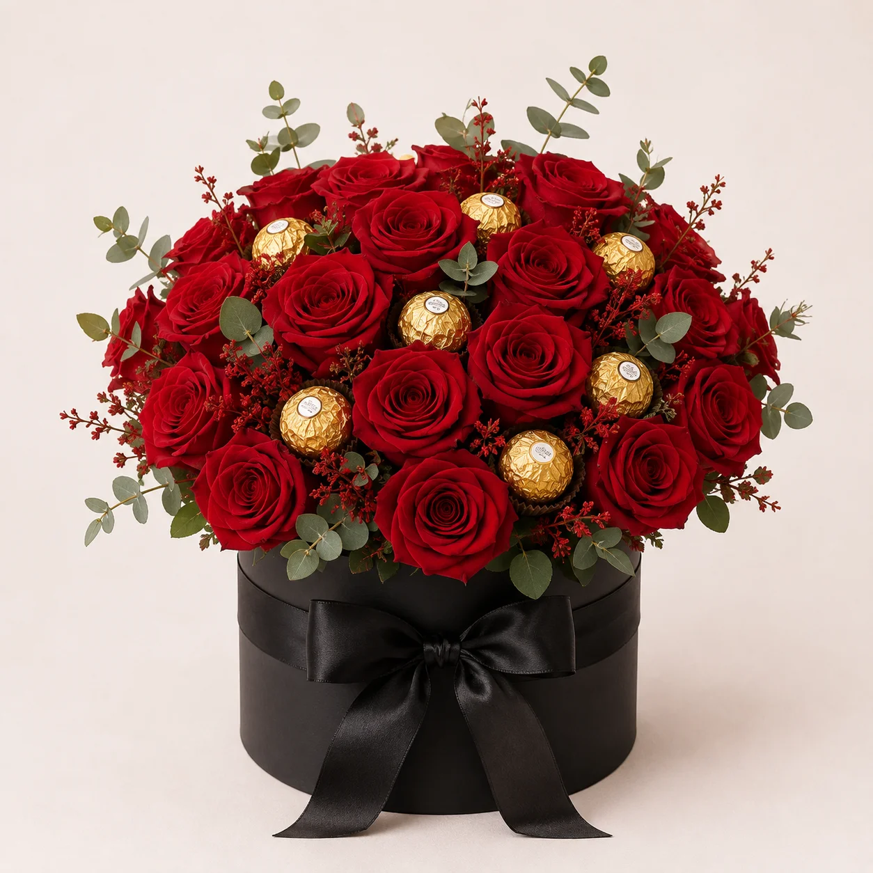 Rosas con chocolates