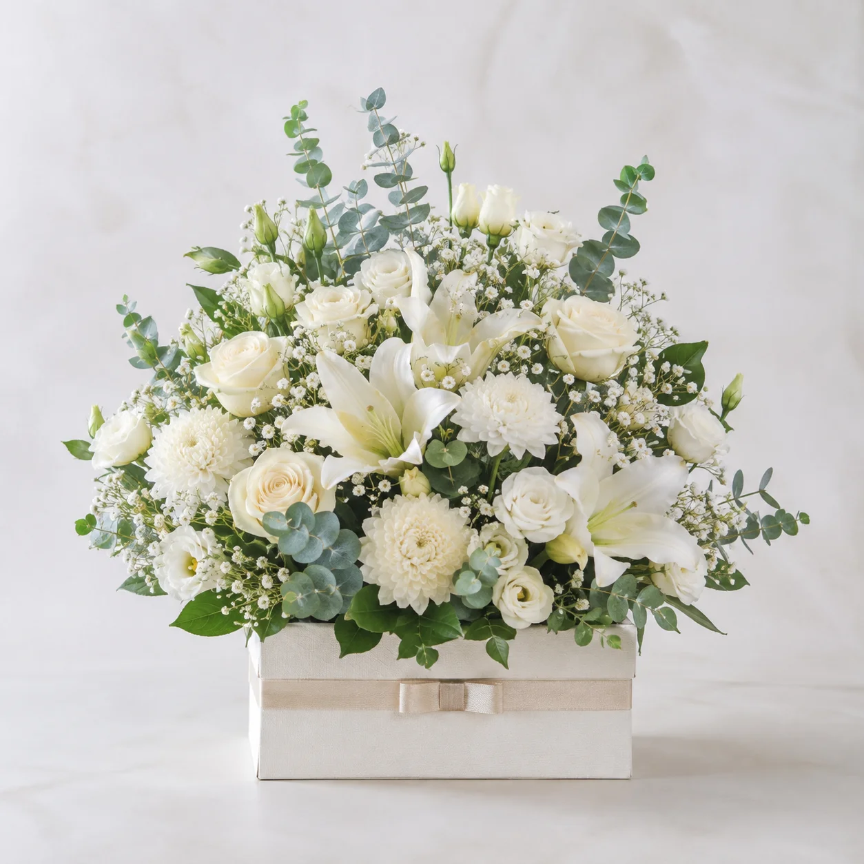 Caja floral blanca elegante